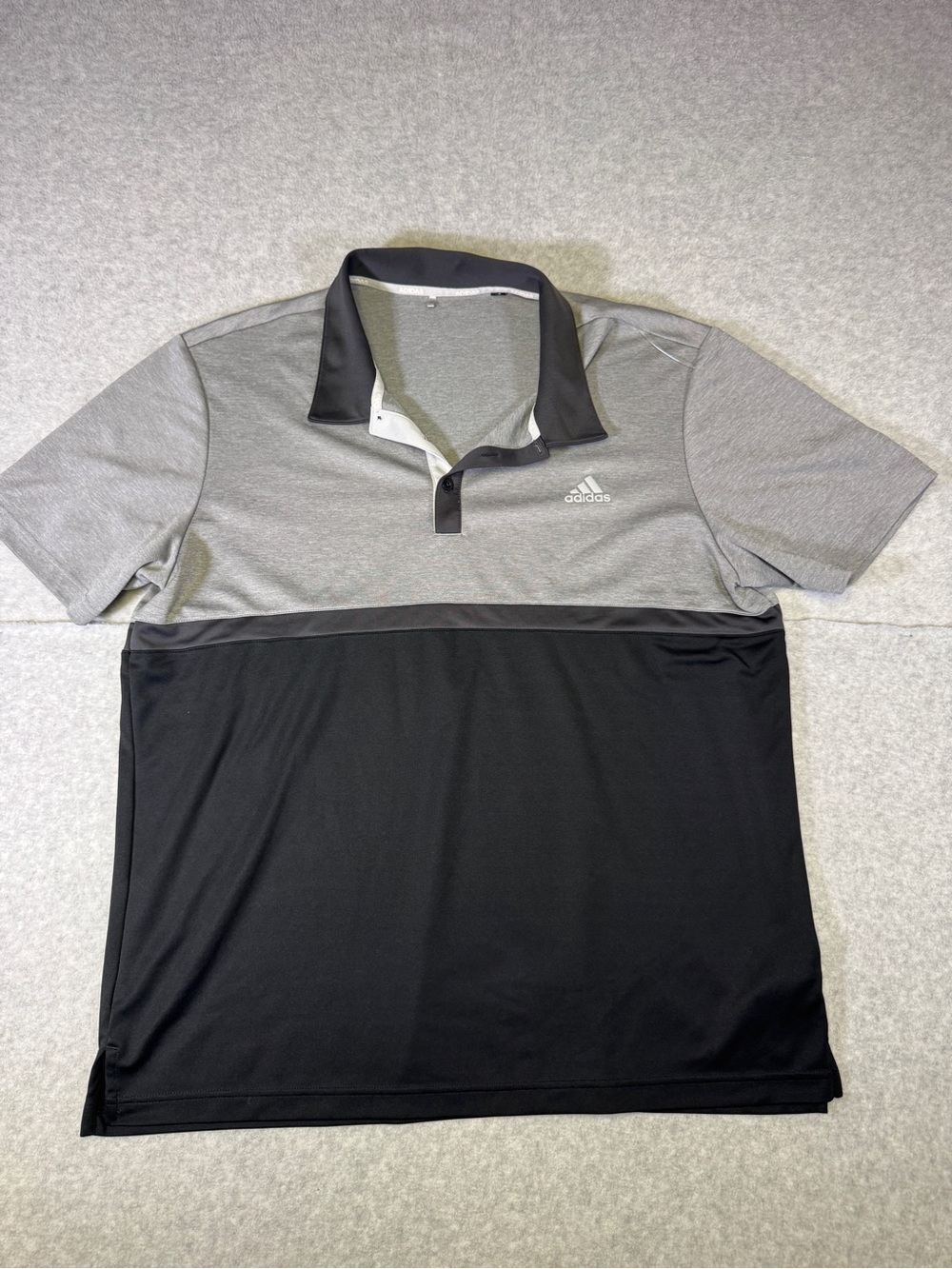 adidas Two-Tone Grey and Black Men’s golf Polo size XL see measurements